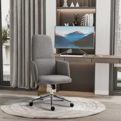 Vinsetto High Back Office Chair Breathable Fabric Computer Home Rocking Seat With Swivel Wheels, And Padded Arms, Gray -HOMCOM Sales Store GUEST ce71dc58 986a 4c24 8186 965940c10e59