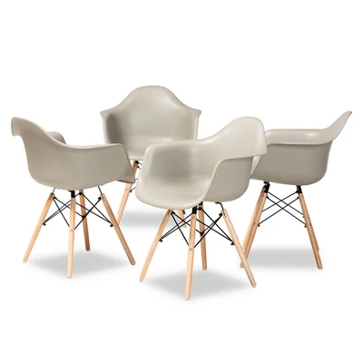 4pc Galen Plastic And Wood Dining Chair Set - Baxton Studio 10 4pc Galen Plastic And Wood Dining Chair Set - Baxton Studio - Image 8