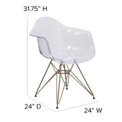 Emma And Oliver Transparent Side Chair With Arms And Gold Base -HOMCOM Sales Store GUEST d193c86e d234 483d aa94 85d98cd42adb