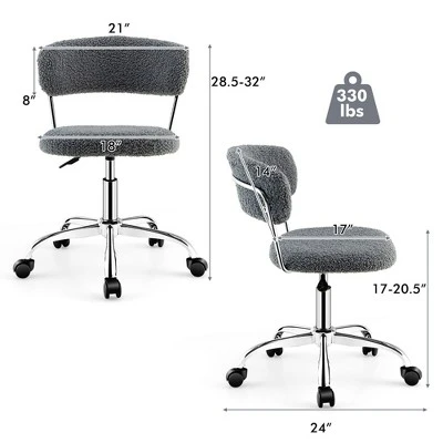 Costway Computer Desk Chair Adjustable Faux Fur Office Chair Swivel Vanity Chair 4 Costway Computer Desk Chair Adjustable Faux Fur Office Chair Swivel Vanity Chair - Image 2