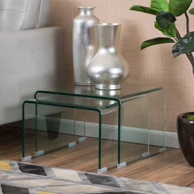 Set Of 2 Ramona Nesting Tables Glass - Christopher Knight Home 3 Set Of 2 Ramona Nesting Tables Glass - Christopher Knight Home