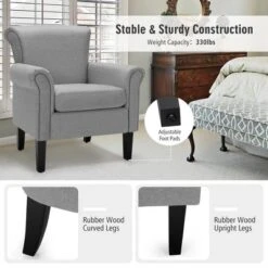 Costway Set Of 2 Upholstered Fabric Accent Chairs W/ Rubber Wood Legs Dark GrayLight Gray -HOMCOM Sales Store GUEST d33ac8ab bd07 4425 9882 d4a7a193c549