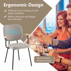 Costway Set Of 2 Modern Linen Fabric Dining Chairs Padded Kitchen Accent Armchair Grey/Orange -HOMCOM Sales Store GUEST d4810ea0 d054 432f 8e0a a73f7da58157