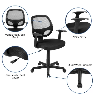 Emma And Oliver Mid-Back Mesh Swivel Ergonomic Task Office Chair - Arms 6 Emma And Oliver Mid-Back Mesh Swivel Ergonomic Task Office Chair - Arms - Image 4