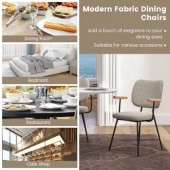 Costway Set Of 2 Modern Linen Fabric Dining Chairs Padded Kitchen Accent Armchair Grey/Orange -HOMCOM Sales Store GUEST d5b75b07 5b61 4c20 98cd 351fc3aba2e9