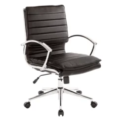 Mid Back Manager's Faux Leather Chair With Chrome Base - OSP Designs -HOMCOM Sales Store GUEST d7622548 af26 44ec 93be 3ac83b15b7cd