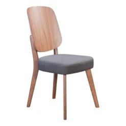 Set Of 2 Retro Modern Curved Back Dining Chair Walnut/Light Gray - ZM Home