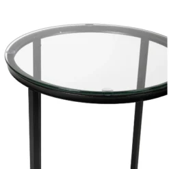 Flash Furniture Greenwich Collection End Table - Modern Clear Glass Accent Table With Crisscross Matte Black Frame -HOMCOM Sales Store GUEST d8b52e73 c283 417f bcd0 3012b2bcfaf9