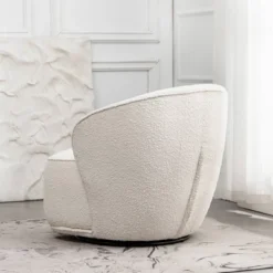 Boucle Upholstered Swivel Barrel Chair - Kinwell -HOMCOM Sales Store GUEST dac2c3a5 a270 4ca9 8143 e5040f59f3d4