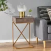 Bucyrus Rustic Glam Handcrafted Acacia Wood C Shaped Side Table Dark Brown/Gold - Christopher Knight Home -HOMCOM Sales Store GUEST dc353a4b 6be4 42ae 887e 2fefb0ed1205