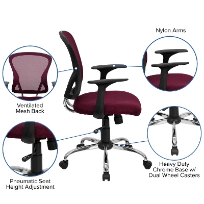 Flash Furniture Mid-Back Mesh Swivel Task Office Chair With Chrome Base And Arms 4 Flash Furniture Mid-Back Mesh Swivel Task Office Chair With Chrome Base And Arms - Image 2