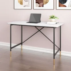 Bandon MDF Desk Steel White - ZM Home -HOMCOM Sales Store GUEST de264cbf 1017 4352 911c 878a22136c81