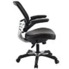 Edge Mesh Vegan Leather Seat Office Chair With Flip-Up Arms Black - Modway