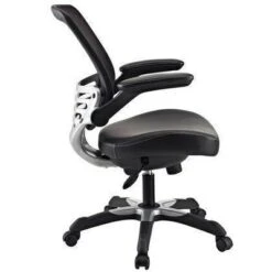 Edge Mesh Vegan Leather Seat Office Chair With Flip-Up Arms Black - Modway