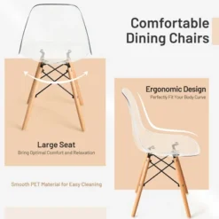 Set Of 4 Dining Chairs Modern Plastic Shell Side Chair W/ Clear Seat & Wood Legs 15 Set Of 4 Dining Chairs Modern Plastic Shell Side Chair W/ Clear Seat & Wood Legs -HOMCOM Sales Store GUEST de81d065 a731 4c3c bc59 e15303bee168