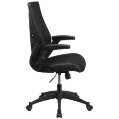 Emma And Oliver High Back Black Mesh Swivel Ergonomic Office Chair With Adjustable Flip-Up Arms -HOMCOM Sales Store GUEST df464d0a 6258 47e8 9d20 34b48b93faac