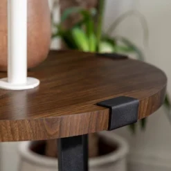 Set Of 2 Wrightson Urban Industrial Wrap Leg Round Side Tables Dark Walnut - Saracina Home -HOMCOM Sales Store GUEST e0576996 1f96 4164 8fa8 bbf883526c7b