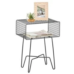 MDesign Modern Farmhouse Home Decor End Table, Wire Grid Storage Shelf -HOMCOM Sales Store GUEST e0964327 4435 4f67 98b2 381730ade2a2