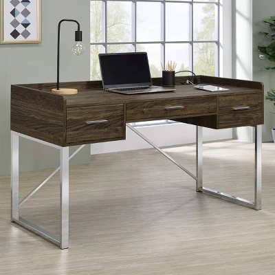 Angelica 3 Drawer Writing Desk Walnut - Coaster 3 Angelica 3 Drawer Writing Desk Walnut - Coaster