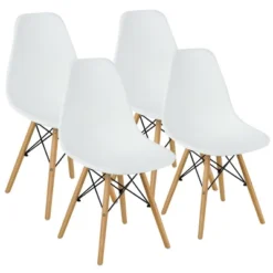 Costway Set Of 4 Modern Dining Side Chair Armless Home Office W/ Wood Legs White/Black/Blue -HOMCOM Sales Store GUEST e2b76bb3 8436 4d23 823b 7fc08e91c653