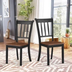 Costway Set Of 2 Wood Dining Chair High Back Kitchen Whitesburg Side Chair BlackWhite -HOMCOM Sales Store GUEST e30ce788 11c3 4eee a1a7 5c839e9822fc