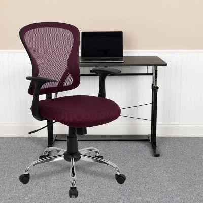 Flash Furniture Mid-Back Mesh Swivel Task Office Chair With Chrome Base And Arms 3 Flash Furniture Mid-Back Mesh Swivel Task Office Chair With Chrome Base And Arms