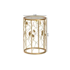 Anaya Glam Brushed Metal And Glass Leaf Accent End Table Gold - Baxton Studio -HOMCOM Sales Store GUEST e7132e9a e691 4035 9632 80426faf13ad