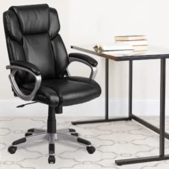 Flash Furniture Mid-Back LeatherSoftSoft Executive Swivel Office Chair With Padded Arms