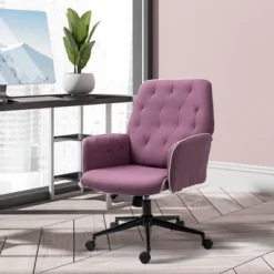 Vinsetto Modern Mid-Back Tufted Velvet Fabric Home Office Desk Chair With Adjustable Height, Swivel Adjustable Task Chair With Padded Armrests, Purple -HOMCOM Sales Store GUEST e8ca836d d5b6 4d8f a4b2 3316cc98e76a