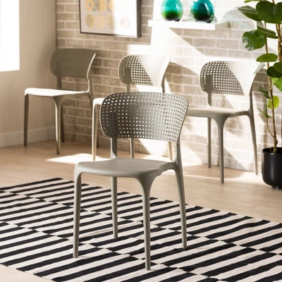4pc Rae Plastic Stackable Dining Chair Set - Baxton Studio 7 4pc Rae Plastic Stackable Dining Chair Set - Baxton Studio - Image 5