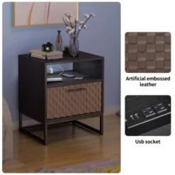 Arina Leatherette With Bands Weaving Vision End & Side Tables With Storage And Upper Layer -Maison Boucle -HOMCOM Sales Store GUEST e9fd2238 9fc1 4c21 8aef 012994ee6943