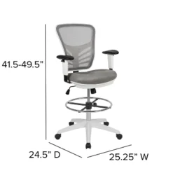 Emma And Oliver Mid-Back Mesh Adjustable Ergonomic Drafting Chair, Task Chair -HOMCOM Sales Store GUEST ec0716f7 490a 40fa a6d6 0ccbf0fdb532
