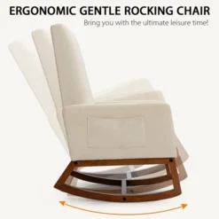 Costway Mid Century Retro Fabric Upholstered Rocking Chair Modern Armchair Beige 16 Costway Mid Century Retro Fabric Upholstered Rocking Chair Modern Armchair Beige -HOMCOM Sales Store GUEST ec2cc4ce fc74 450b 8a4f 0b3999a662bc