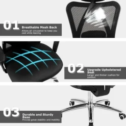 High Back Mesh Office Chair Adjustable Lumbar Support&Headrest Home Study Black -HOMCOM Sales Store GUEST ee151a53 f525 4976 b548 a3a4d0699b9c