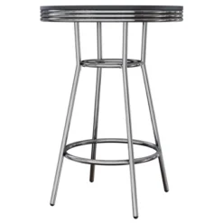 Summit Pub Table Bar Height Wood/Black/Bright Chrome - Winsome