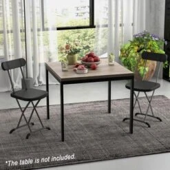 Costway 2-Pack Folding Chair With Metal Curved Feet Wide Seat & Ergonomic Backrest Black/White