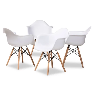 4pc Galen Plastic And Wood Dining Chair Set - Baxton Studio 12 4pc Galen Plastic And Wood Dining Chair Set - Baxton Studio - Image 10