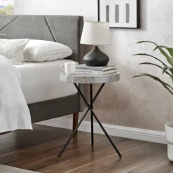 17.6" Round 3 Legged Industrial Style Side Table Cement - Danya B. -HOMCOM Sales Store GUEST f25c41e8 224f 4f01 80b8 34c72a3d5758