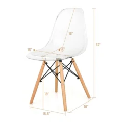 Set Of 4 Dining Chairs Modern Plastic Shell Side Chair W/ Clear Seat & Wood Legs 13 Set Of 4 Dining Chairs Modern Plastic Shell Side Chair W/ Clear Seat & Wood Legs -HOMCOM Sales Store GUEST f34af8e7 46e1 4703 ac32 1796b13831ed