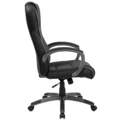 Emma And Oliver High Back Black LeatherSoft Swivel Office Chair Titanium Nylon Base/Loop Arms -HOMCOM Sales Store GUEST f585886a 0947 49f7 82e1 94a3ad02bb50