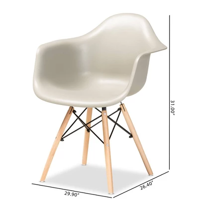 4pc Galen Plastic And Wood Dining Chair Set - Baxton Studio 9 4pc Galen Plastic And Wood Dining Chair Set - Baxton Studio - Image 7