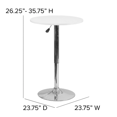 Emma And Oliver 23.75" Round 26.25" - 35.75 Adjustable Height White Wood Table 5 Emma And Oliver 23.75" Round 26.25" - 35.75 Adjustable Height White Wood Table - Image 3