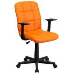 Emma And Oliver Mid-Back Quilted Vinyl Swivel Task Office Chair With Arms -HOMCOM Sales Store GUEST f74ad3f3 57e4 459c b785 c5939a19ea64