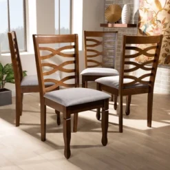 Set Of 4 Elijah Dining Chair Gray/Walnut - Baxton Studio -HOMCOM Sales Store GUEST f7529b71 aa04 4305 a924 49c9801722fb