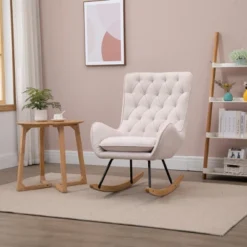 HomCom Mid-Century Tufted Wingback Fabric Rocking Chair 15 HomCom Mid-Century Tufted Wingback Fabric Rocking Chair -HOMCOM Sales Store GUEST f7cd83d6 3cd2 4208 8486 e5d20919c00d