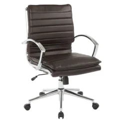 Mid Back Manager's Faux Leather Chair With Chrome Base - OSP Designs