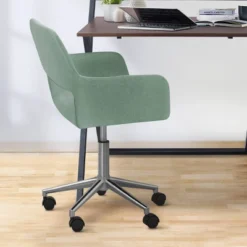 Modern Linen Style Fabric Office Swivel Chair With Wheels Mint/Chrome - Teamson Home -HOMCOM Sales Store GUEST fb29680a 5e03 415b 9bdb b8bae6e28bcb