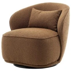 Boucle Upholstered Swivel Barrel Chair - Kinwell -HOMCOM Sales Store GUEST fc82516c bb69 4a9e b782 8c51091cf6df