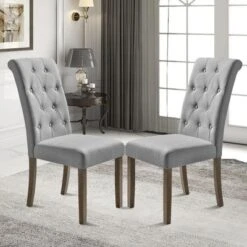 Set Of 2 Aristocratic Solid Wood Tufted Dining Chair-ModernLuxe -HOMCOM Sales Store GUEST fccedb02 55ea 4daf 8e6f fc446c8ed88b