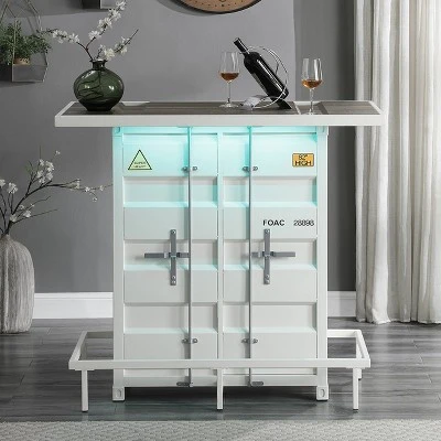 Locust Bar Table With Seven Color LED Strip White - HOMES: Inside + Out 3 Locust Bar Table With Seven Color LED Strip White - HOMES: Inside + Out